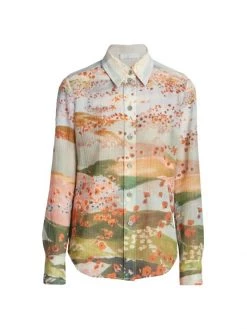 Chloé Floral Pleated Virgin Wool Blouse