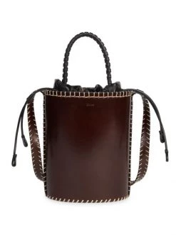 Chloé Small Louela Leather Bucket Bag Ebony Brown