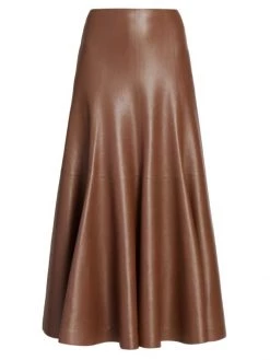 Chloé Leather A-Line Midi Skirt