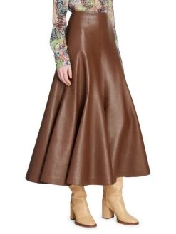 Chloé Leather A-Line Midi Skirt -Deals Chloé Store unnamed file 119