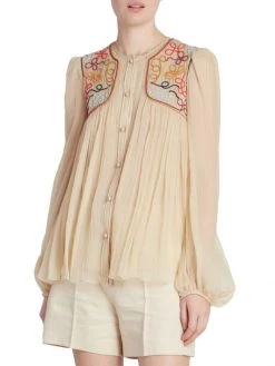 Chloé Pleated Swirl-Embroidered Blouse -Deals Chloé Store unnamed file 1193