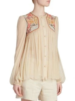 Chloé Pleated Swirl-Embroidered Blouse -Deals Chloé Store unnamed file 1194