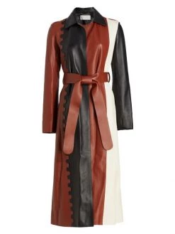 Chloé Paneled Belted Leather Coat