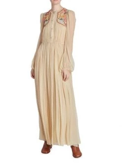 Chloé Swirl-Embroidered Pleated Maxi Dress -Deals Chloé Store unnamed file 1264