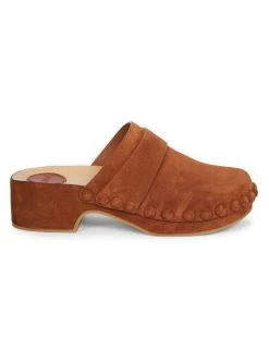 Chloé Joy Wood & Suede Clogs