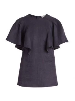 Chloé Linen Flutter-Sleeve Top