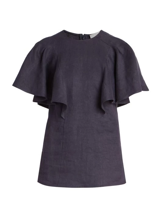 Chloé Linen Flutter-Sleeve Top 3 Chloé Linen Flutter-Sleeve Top