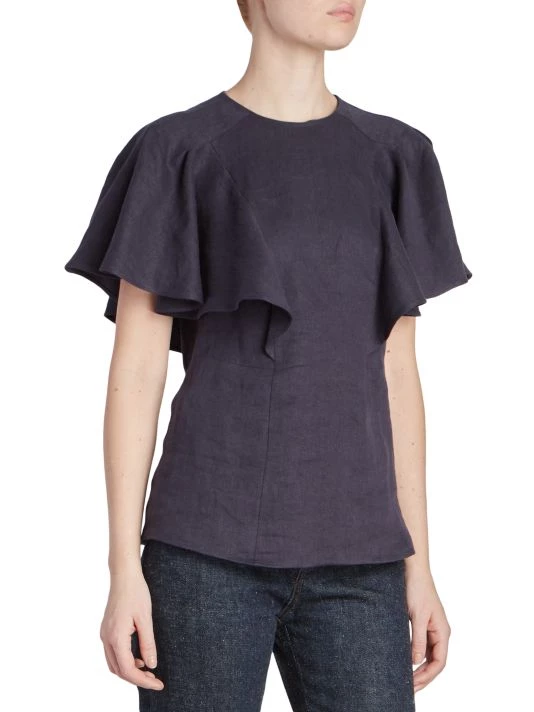 Chloé Linen Flutter-Sleeve Top 6 Chloé Linen Flutter-Sleeve Top - Image 4