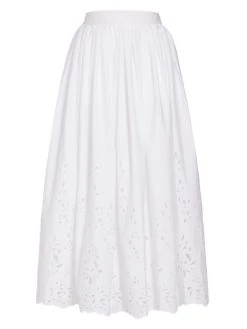 Chloé Embroidered Pleated Maxi Skirt White