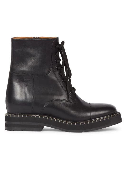 Chloé Noua Leather Lace-Up Short Boots Eggshell 3 Chloé Noua Leather Lace-Up Short Boots Eggshell