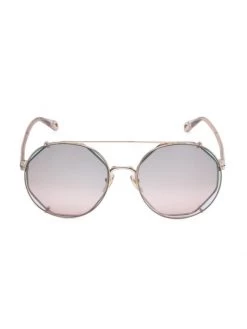 Chloé 57MM Octagon Sunglasses With Clip-On Aviator Lenses