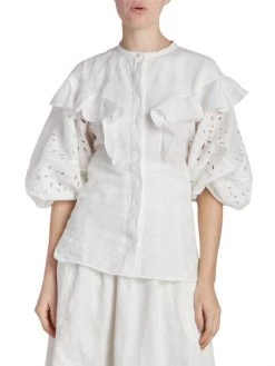 Chloé Embroidered Eyelet Puff-Sleeve Blouse -Deals Chloé Store unnamed file 165