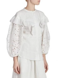 Chloé Embroidered Eyelet Puff-Sleeve Blouse -Deals Chloé Store unnamed file 166