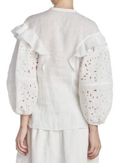 Chloé Embroidered Eyelet Puff-Sleeve Blouse -Deals Chloé Store unnamed file 167