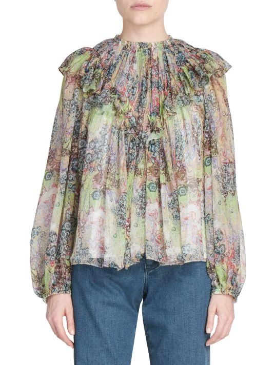 Chloé Ruffled Multicolor Print Silk Top 5 Chloé Ruffled Multicolor Print Silk Top - Image 3