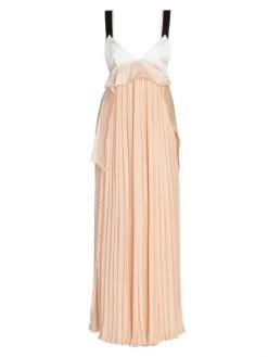 Chloé Colorblock Silk Pleated Maxi Dress