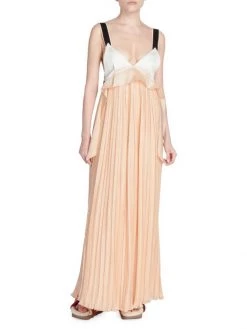 Chloé Colorblock Silk Pleated Maxi Dress -Deals Chloé Store unnamed file 1727