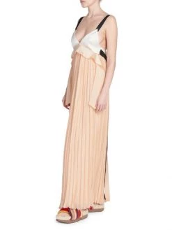 Chloé Colorblock Silk Pleated Maxi Dress -Deals Chloé Store unnamed file 1728