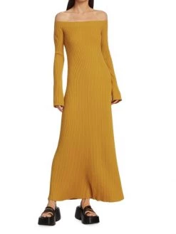 Chloé Off-The-Shoulder Rib-Knit Midi Dress -Deals Chloé Store unnamed file 1794