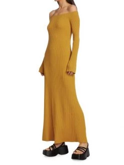 Chloé Off-The-Shoulder Rib-Knit Midi Dress -Deals Chloé Store unnamed file 1795