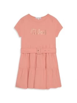 Chloé Little Girl's & Girl's Belted Foil Stamp Logo Dress For Kids