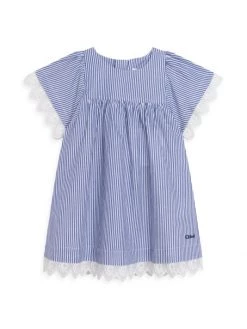 Chloé Baby's & Little Girl's Striped Lace-Trim Dress For Kids