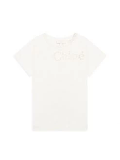 Chloé Little Girl's & Girl's Perforated Logo T-Shirt For Kids