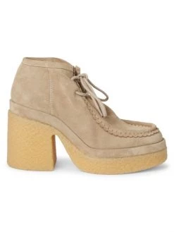 Chloé Jamie Suede Lace-Up Platform Booties Ochre Delight