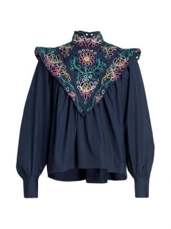 Chloé Embroidered Bib Blouse