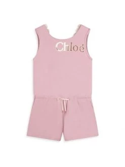 Chloé Little Girl's & Girl's Perforated Logo Romper For Kids