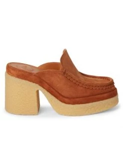 Chloé Jamie Suede Platform Mules Ochre Delight