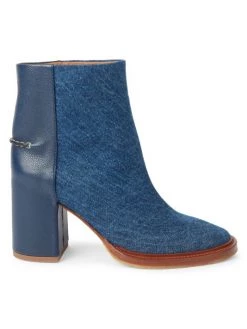 Chloé Edith Denim & Leather Short Boots