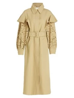 Chloé Embroidered Wool Trench Coat