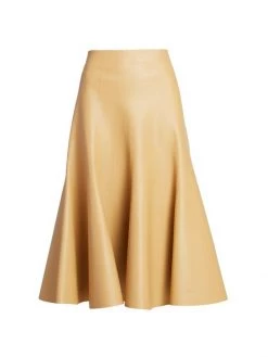 Chloé Pleated Leather Midi-Skirt