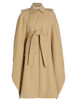 Chloé Wool Drape-Sleeve Trench Coat