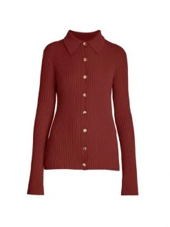 Chloé Collared Ribbed-Knit Top