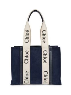 Chloé Medium Woody Suede Logo Tote