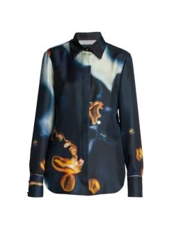 Chloé Dyed Patterned Silk Blouse