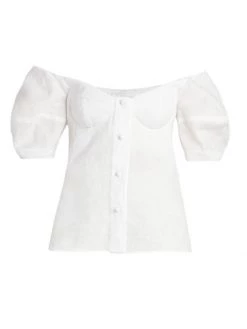 Chloé Off-The-Shoulder Puff-Sleeve Blouse