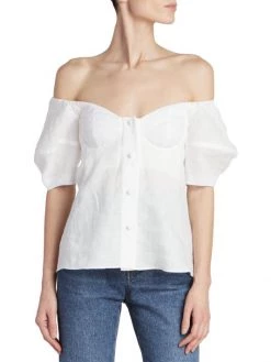 Chloé Off-The-Shoulder Puff-Sleeve Blouse -Deals Chloé Store unnamed file 305
