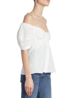 Chloé Off-The-Shoulder Puff-Sleeve Blouse -Deals Chloé Store unnamed file 306