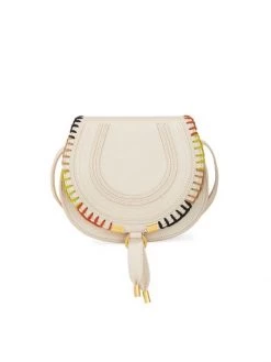 Chloé Small Marcie Blanket-Stitched Leather Saddle Bag