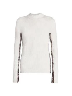 Chloé Ribbed Stitch-Embellished Top