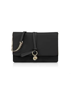 Chloé Alphabet Leather Clutch-On-Chain Black