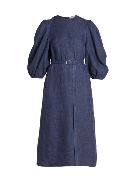 Chloé Belted Puff-Sleeve Midi-Dress 3 Chloé Belted Puff-Sleeve Midi-Dress