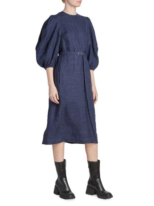 Chloé Belted Puff-Sleeve Midi-Dress 6 Chloé Belted Puff-Sleeve Midi-Dress - Image 4