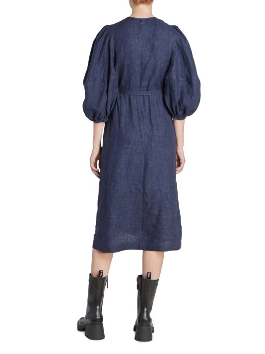 Chloé Belted Puff-Sleeve Midi-Dress 7 Chloé Belted Puff-Sleeve Midi-Dress - Image 5