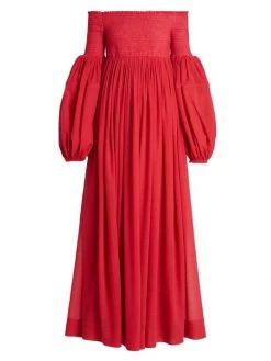 Chloé Smocked Off-The-Shoulder Gown