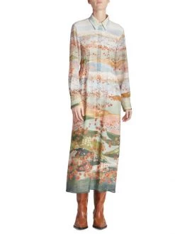 Chloé Floral Pleated Virgin Wool Shirtdress -Deals Chloé Store unnamed file 561