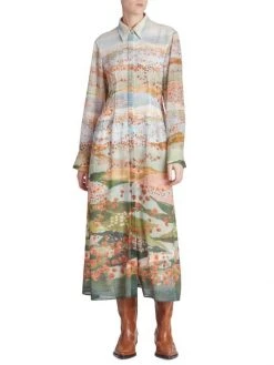 Chloé Floral Pleated Virgin Wool Shirtdress -Deals Chloé Store unnamed file 564